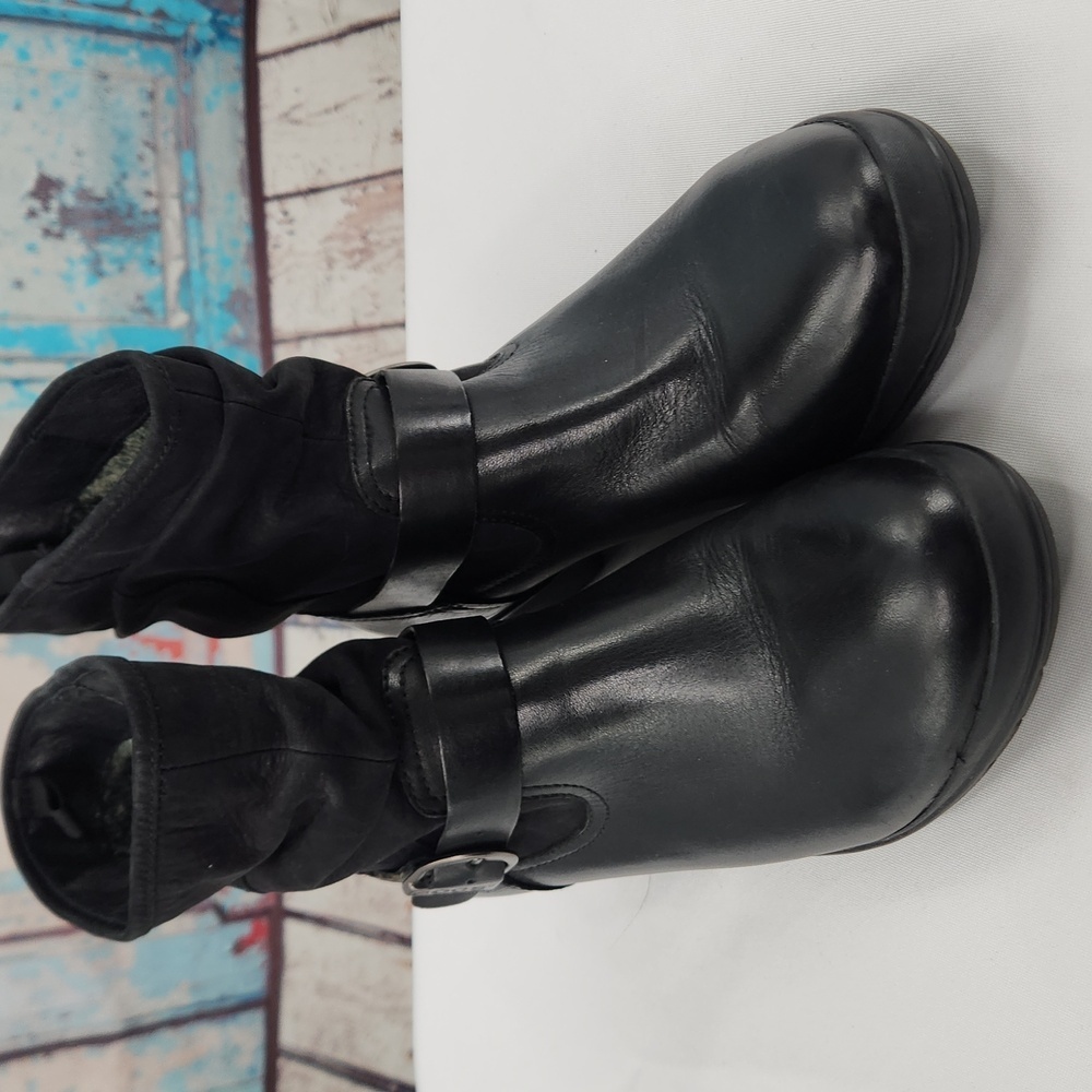 Bogs Cassie Low Black Waterproof Leather‎ Slouchy Boots